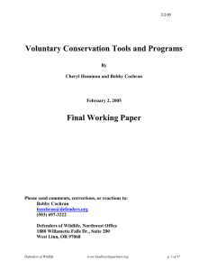 Voluntary Conservation Tools and Programs Final Working Paper