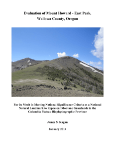 Evaluation of Mount Howard - East Peak, Wallowa County, Oregon