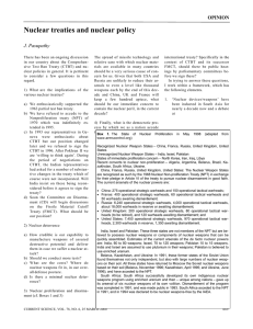 Nuclear treaties and nuclear policy OPINION J. Pasupathy