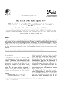 The hidden order behind jerky flow M.S. Bharathi , M. Lebyodkin