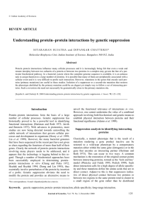 Understanding protein–protein interactions by genetic suppression REVIEW ARTICLE Abstract