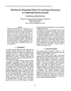 Metadata for  Integrating  Chinese  Text  and... in  a  Multimedia Retrieval  System