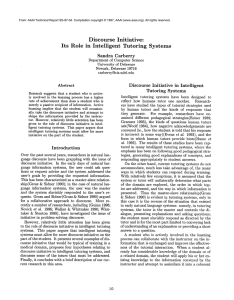 Discourse  Initiative: Its Role in  Intelligent Tutoring  Systems