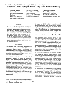 Automatic Cross-Language Retrieval  Using Latent  Semantic Indexing