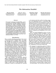 The  Information Manifold Thomas  Kirk Yehoshua  Sagiv
