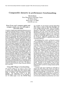 Comparable  datasets in  performance benchmarking