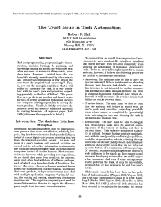 The  Trust  Issue in  Task  Automation