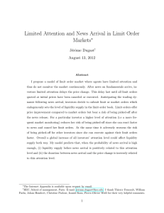 Limited Attention and News Arrival in Limit Order Markets ∗ J´