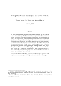 Computer-based trading in the cross-section ∗ June 15, 2012