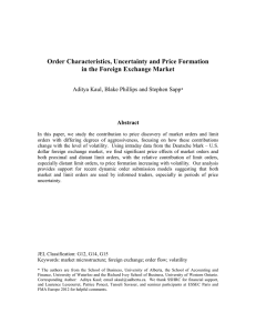 Order Characteristics, Uncertainty and Price Formation in the Foreign Exchange Market