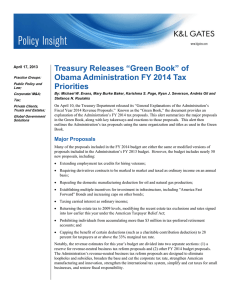 Treasury Releases “Green Book” of Obama Administration FY 2014 Tax Priorities