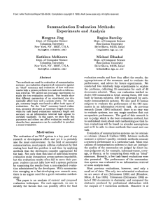 Summarization Evaluation Methods: Experiments