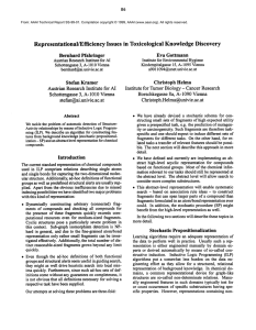 Representational/Efficiency  Issues  in  Toxicological  Knowledge Discovery