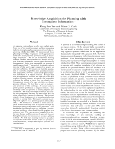 Knowledge  Acquisition  for  Planning with Incomplete  Information *