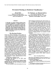 Document  Routing  as  Statistical Classification * David  Hull