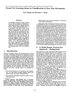 Neural  Net  Learning  Issues in  Classification