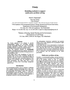 Trinity Modelling  methods  to  support multi-actor problem  solving