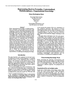 Representing  Hard-to-Formalise,  Contextualised, Muitidisciplinary, Organisational  Knowledge