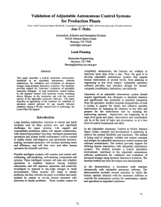 Validation  of  Adjustable  Autonomous Control  Systems