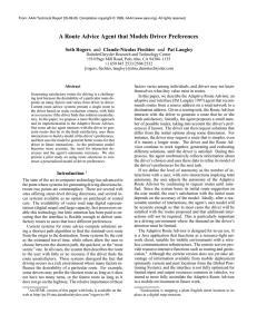 A Route Advice Agent that Models Driver Preferences Seth Rogers