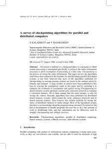 A survey of checkpointing algorithms for parallel and distributed computers