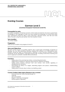 Evening Courses  German Level 3 (Common European Framework Level B1)