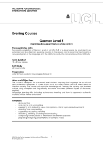 Evening Courses  German Level 5 (Common European Framework Level C1)