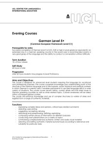 Evening Courses  German Level 5+ (Common European Framework Level C1)