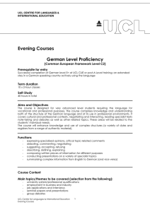 Evening Courses  German Level Proficiency (Common European Framework Level C2)