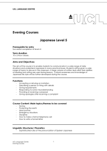 Evening Courses  Japanese Level 5 Prerequisite for entry