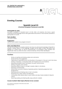 Evening Courses  Spanish Level 4+ (Common European Framework Level B2)