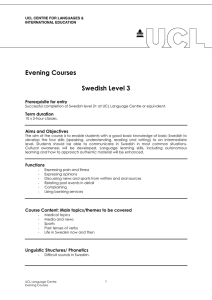 Evening Courses  Swedish Level 3 Prerequisite for entry