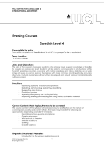 Evening Courses  Swedish Level 4 Prerequisite for entry
