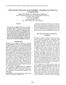 Collocational Properties  in  Probabilistic Classifiers for  Discourse