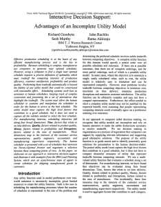 Interactive Decision Support: Advantages of  an Incomplete Utility  Model