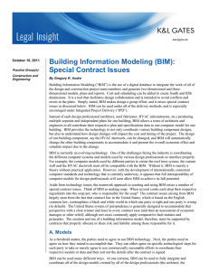 Building Information Modeling (BIM): Special Contract Issues