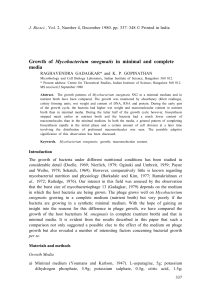 Mycobacterium smegmatis media J. Biosci.,