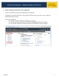United Way Deductions – FlashLine Employee Self Service United Way 2015 Campaign