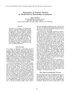 Adaptation of  Generic  Models in  Model-driven Knowledge  Acquisition