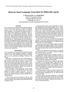 Behavior-based  Language Generation  for  Believable  Agents