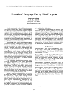 &#34;Real-time&#34; Language Use  by  &#34;Real&#34;  Agents Penelope  Sibun