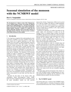 Seasonal simulation of the monsoon with the NCMRWF model Ravi S. Nanjundiah