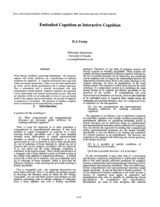 Embodied Cognition as  Interactive  Cognition R.A.Young