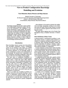 View to  Product Configuration  Knowledge Modelling and Evolution