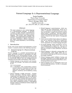 Natural  Language  Is  A  Representational Language