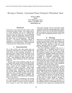 Moving in  Tandem: Automated Person  Pacing  for ... Abstract David P.  Miller KIPR