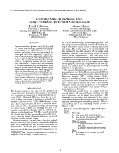 Discourse  Cues  In  Narrative  Text: Comprehension