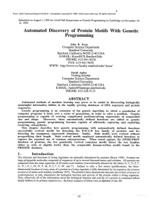Submitted  on  August 1,  1995 for ... on  Genetic  Programming in  Cambirdge on ...