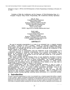 Submitted  on  August 1,  1995 for ... on  Genetic  Programming in  Cambirdge on ...