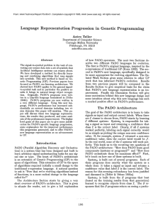 Language  Representation Progression in  Genetic Programming